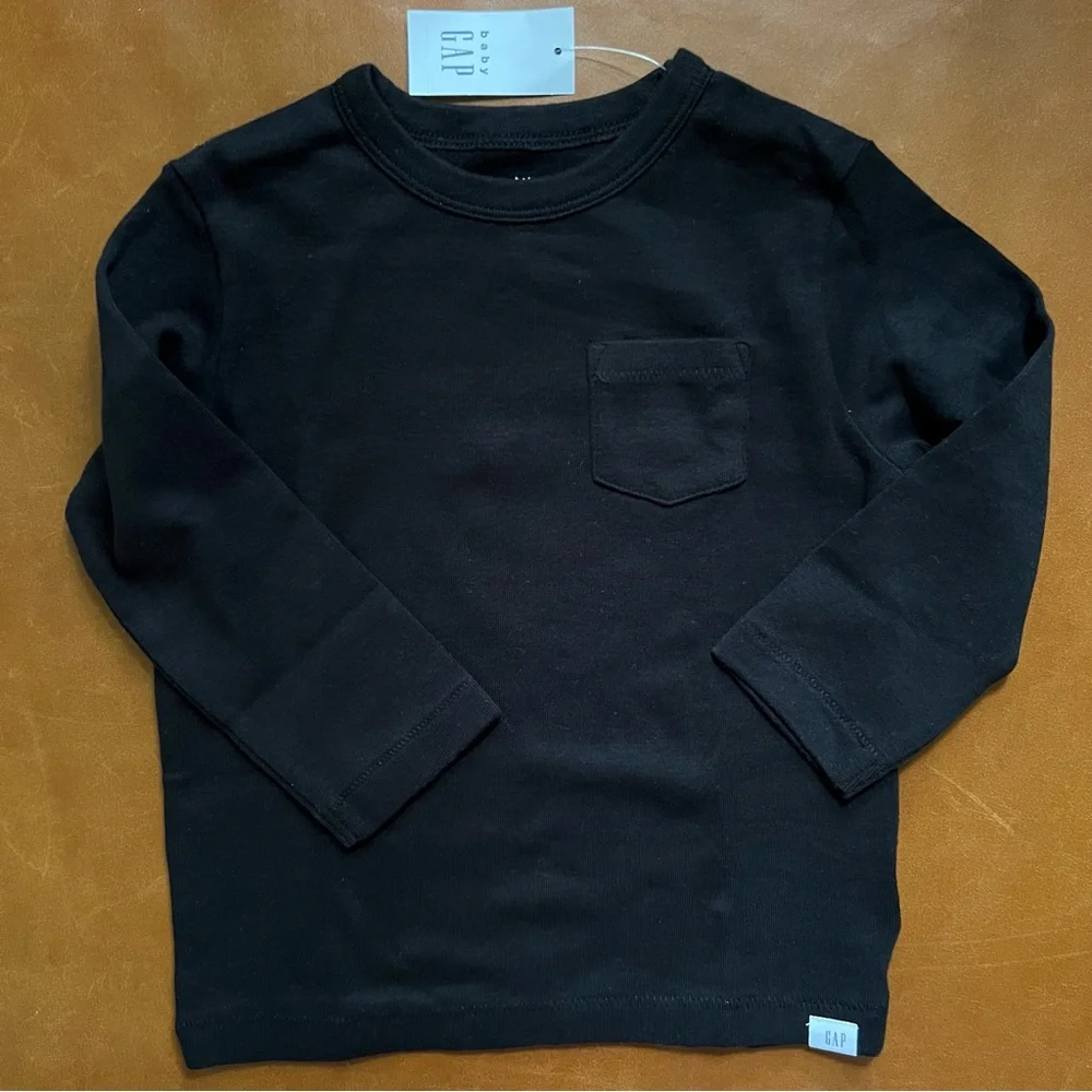 GAP Baby Black Cotton Pocket Tee, 18-24mo - NEW